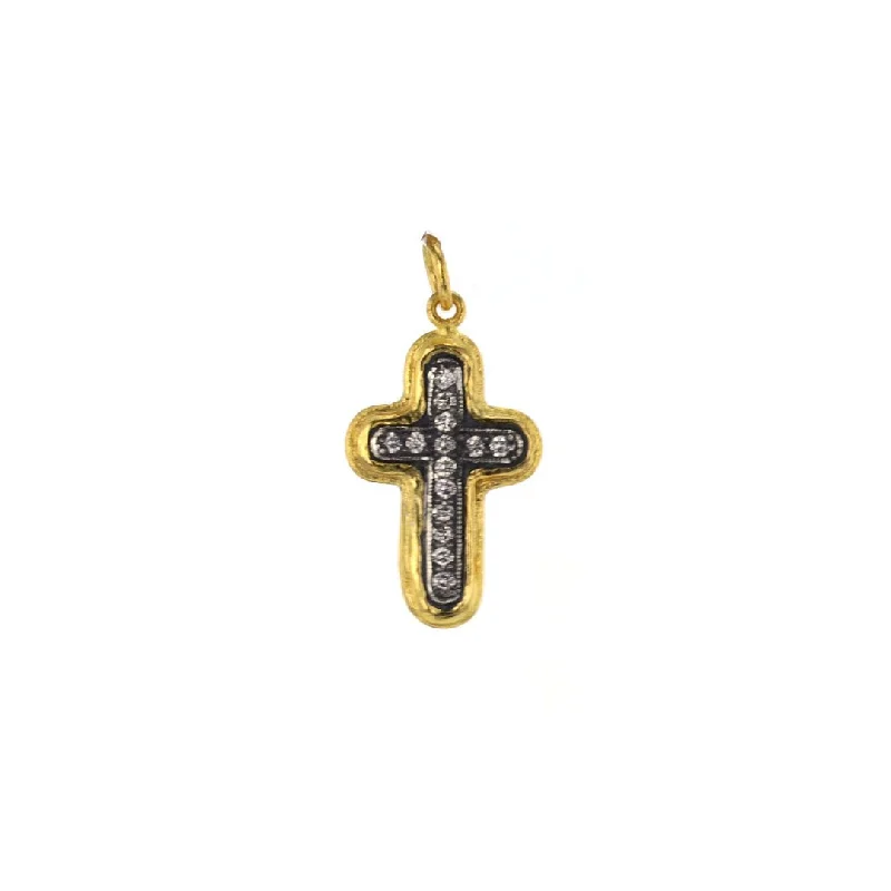 Beautiful necklaces and pendants with butterfly motifs for a whimsical style-Silver & 24K Diamond Cross Pendant