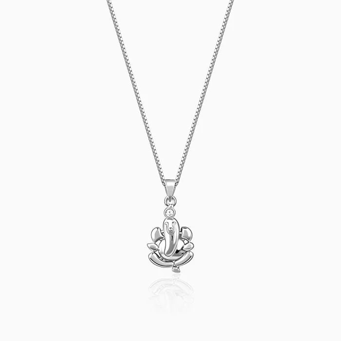 Best necklaces and pendants with art deco elements for a vintage, glamorous design-Silver Ganapathi Pendant with Link Chain For Him