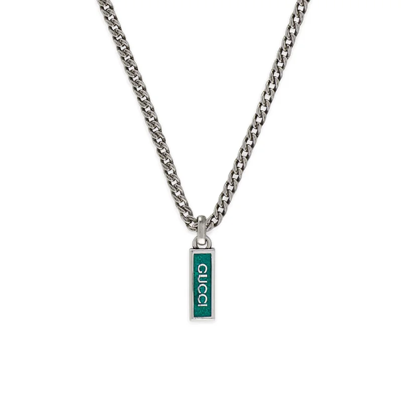 Best necklaces and pendants with butterfly wings for a delicate, graceful style-SILVER GUCCI GUCCI TAG NECKLACE.