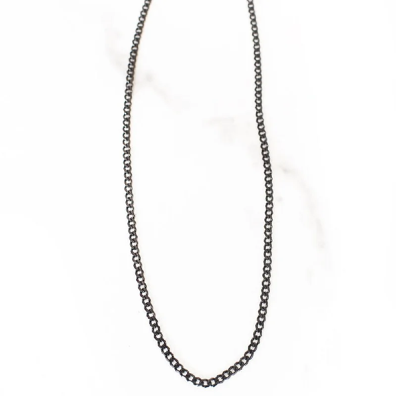 Stunning necklaces and pendants with aquamarine stones for a serene effect-Thin Cuban Link Chain | Black