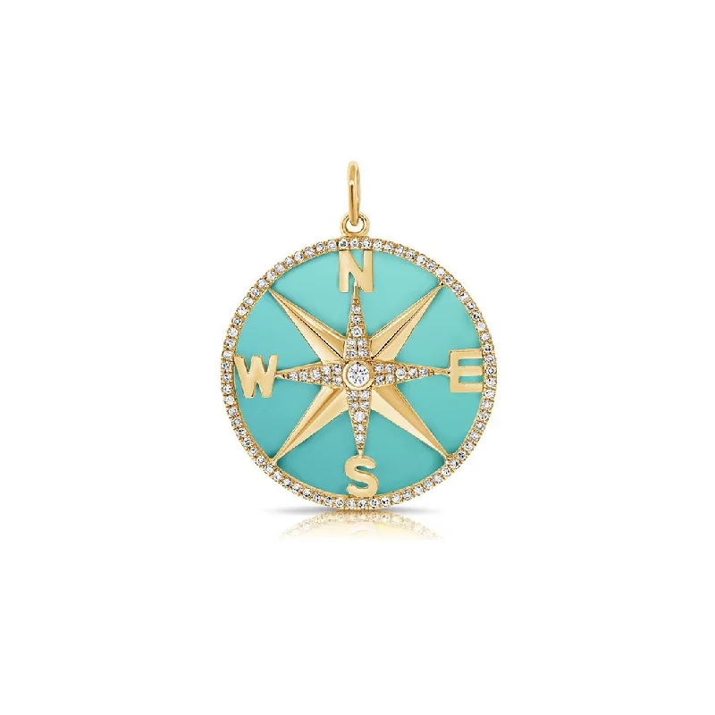 Stunning necklaces and pendants with ruby and diamond combinations for a luxurious effect-Turquoise & Diamond Pendant | 10262087