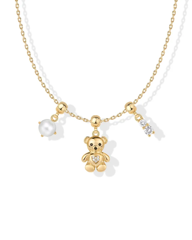 Beautiful necklaces and pendants with layered chains for a fashionable, chic look-Whimsy Teddy Bear Charm Necklace