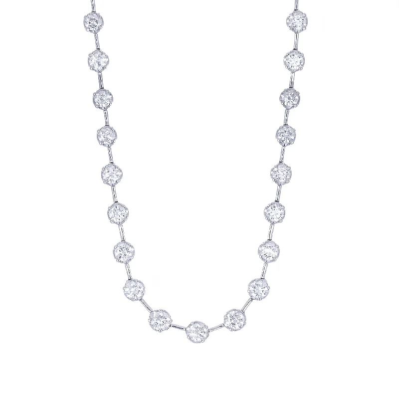 Necklaces and pendants with celestial starburst designs for a radiant look-Sabel Collection White Gold Round Diamond Station Necklace