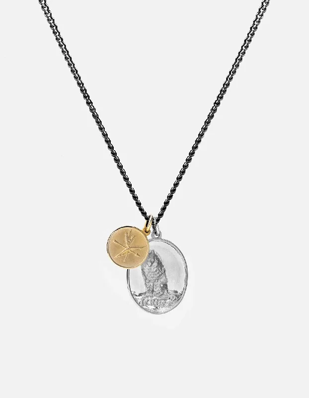 Unique necklaces and pendants with artistic shapes for a creative, one-of-a-kind design-Wolf Pendant Necklace, Sterling Silver/Gold