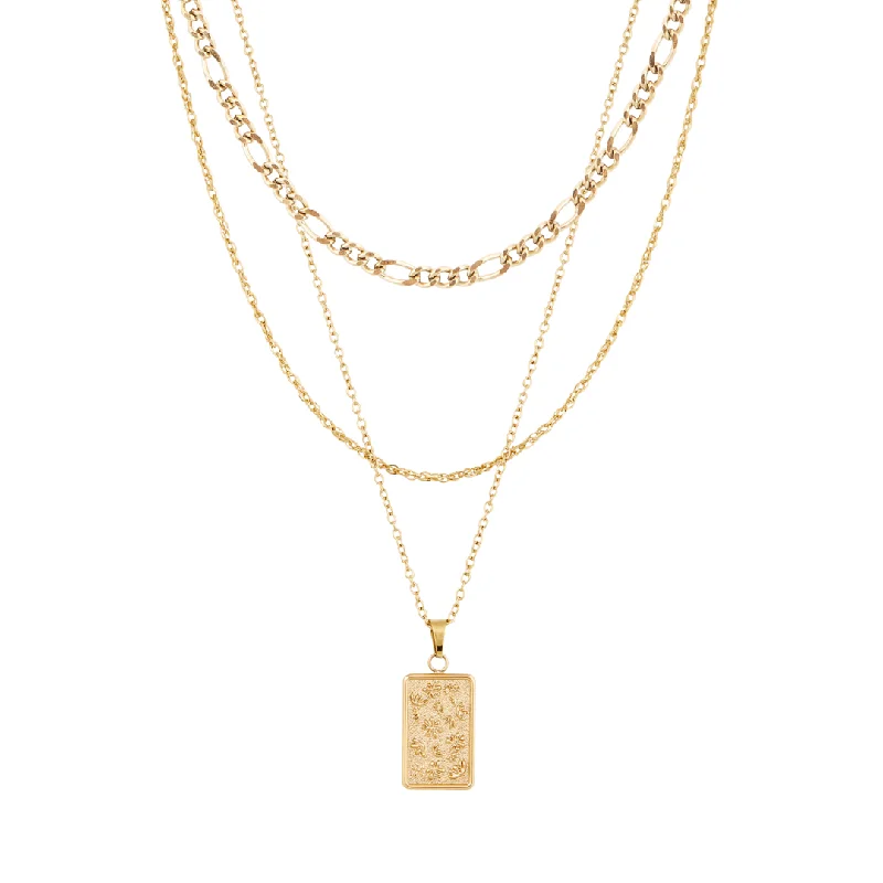 Beautiful necklaces and pendants with layered chains for a fashionable, chic look-Work of Art Set - Gold