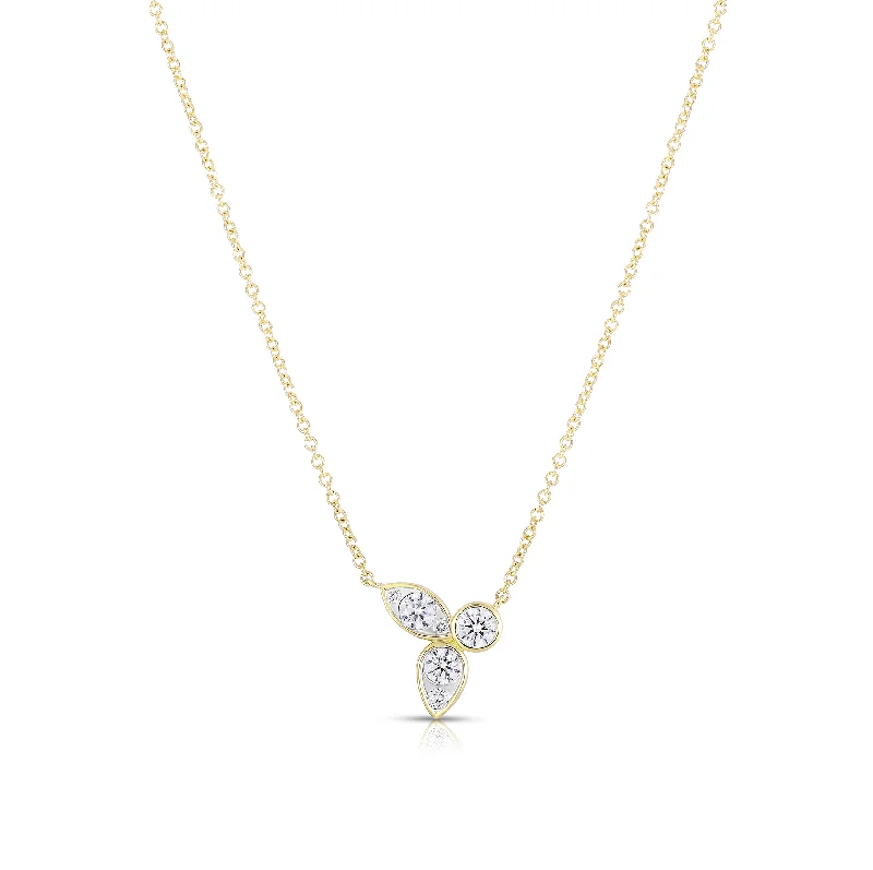 Necklaces and pendants with enamel accents for a colorful, eye-catching appearance-Sabel Collection Yellow Gold Cluster Bezel Set Diamond Necklace