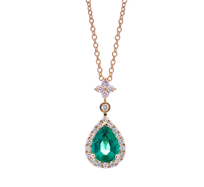 Trendy necklaces and pendants with geometric shapes for a modern aesthetic-Sabel Collection Yellow Gold Emerald and Flower Diamond Necklace