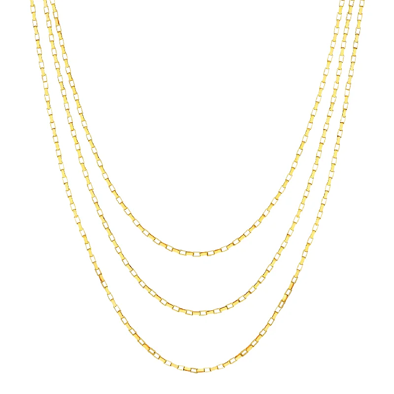 Beautiful necklaces and pendants with diamond halo settings for extra brilliance-Sabel Collection Yellow Gold Triple Graduated Box Link Necklace