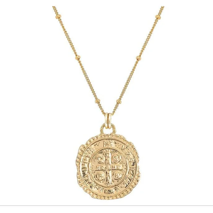 Best necklaces and pendants with matching rings for a coordinated jewelry set-St. Benedict Coin Necklace